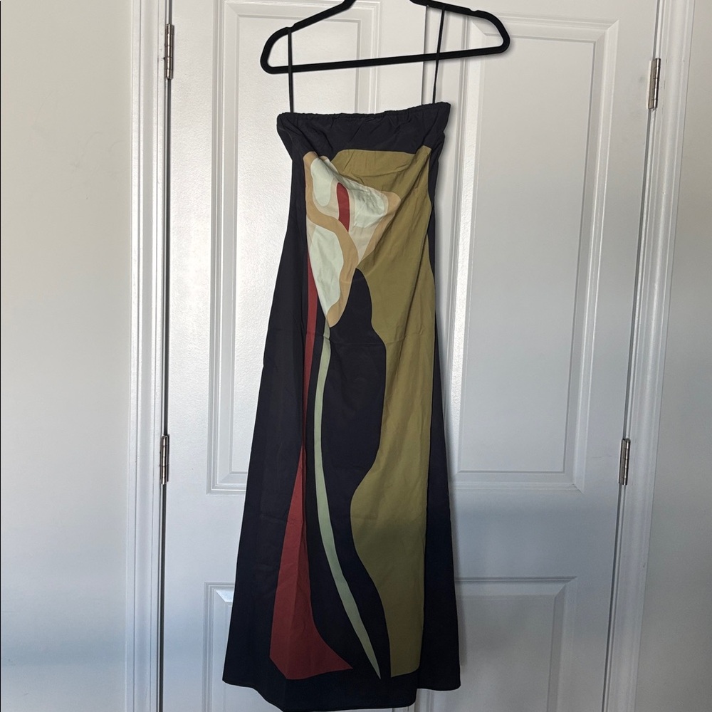 Commense Black Maxi Dress with Olive, Rust & Cream Floral Panel - Picture 3 of 3